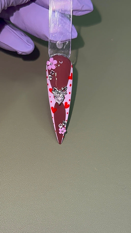 Bow Heart Charms(2pcs)