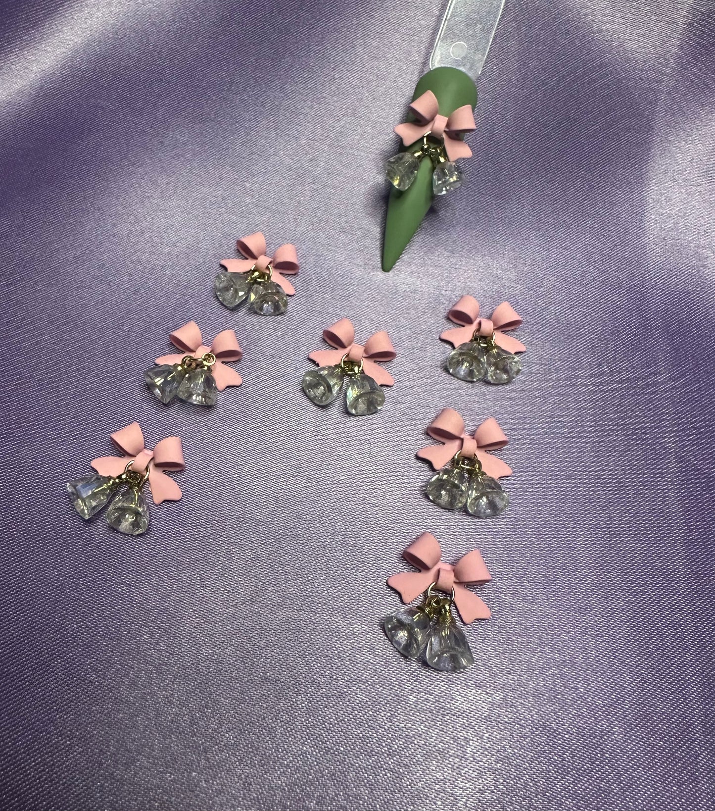 Bow Bell Charms 4pcs