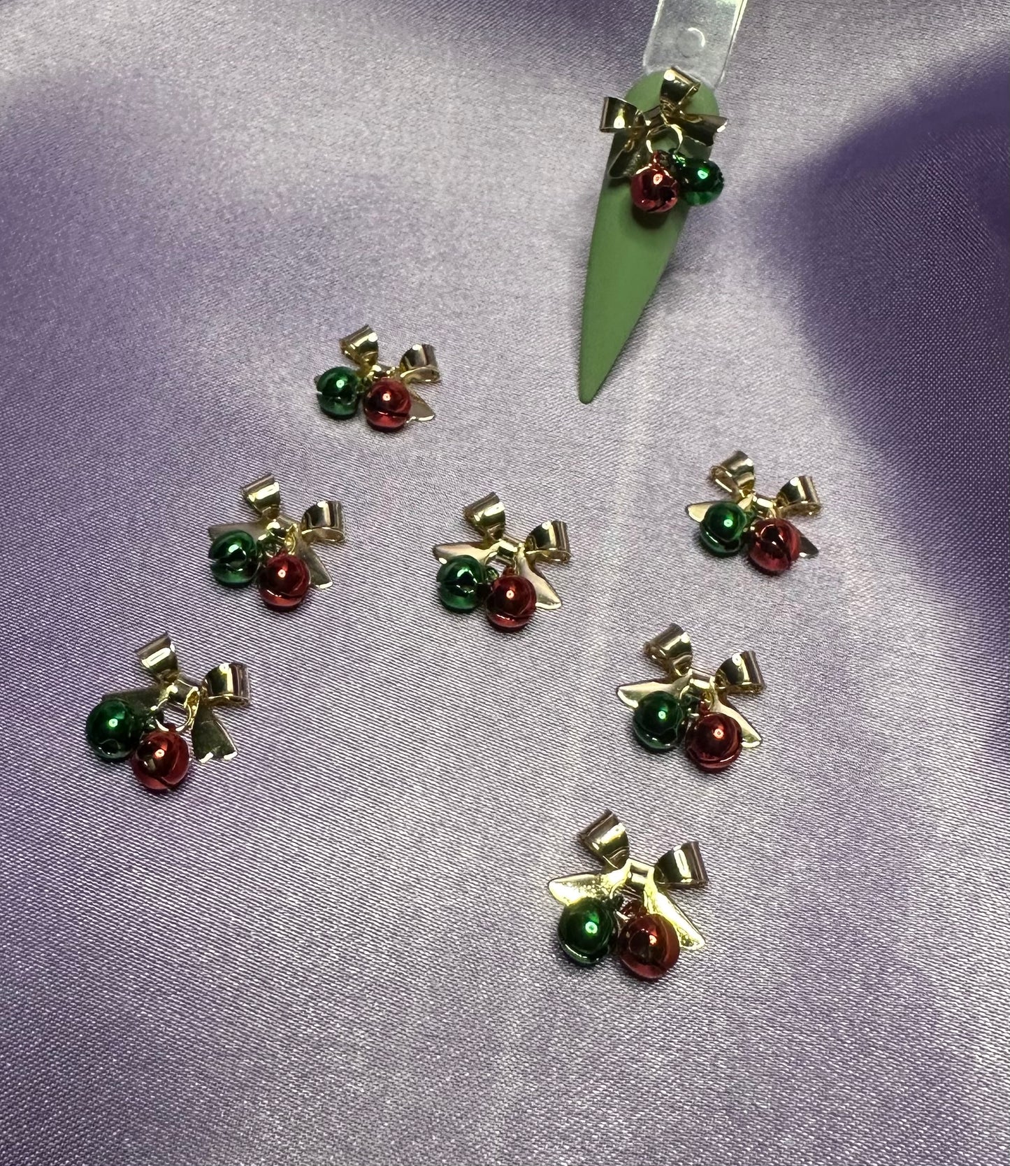 Jingle Bell Bow Charms 4pcs