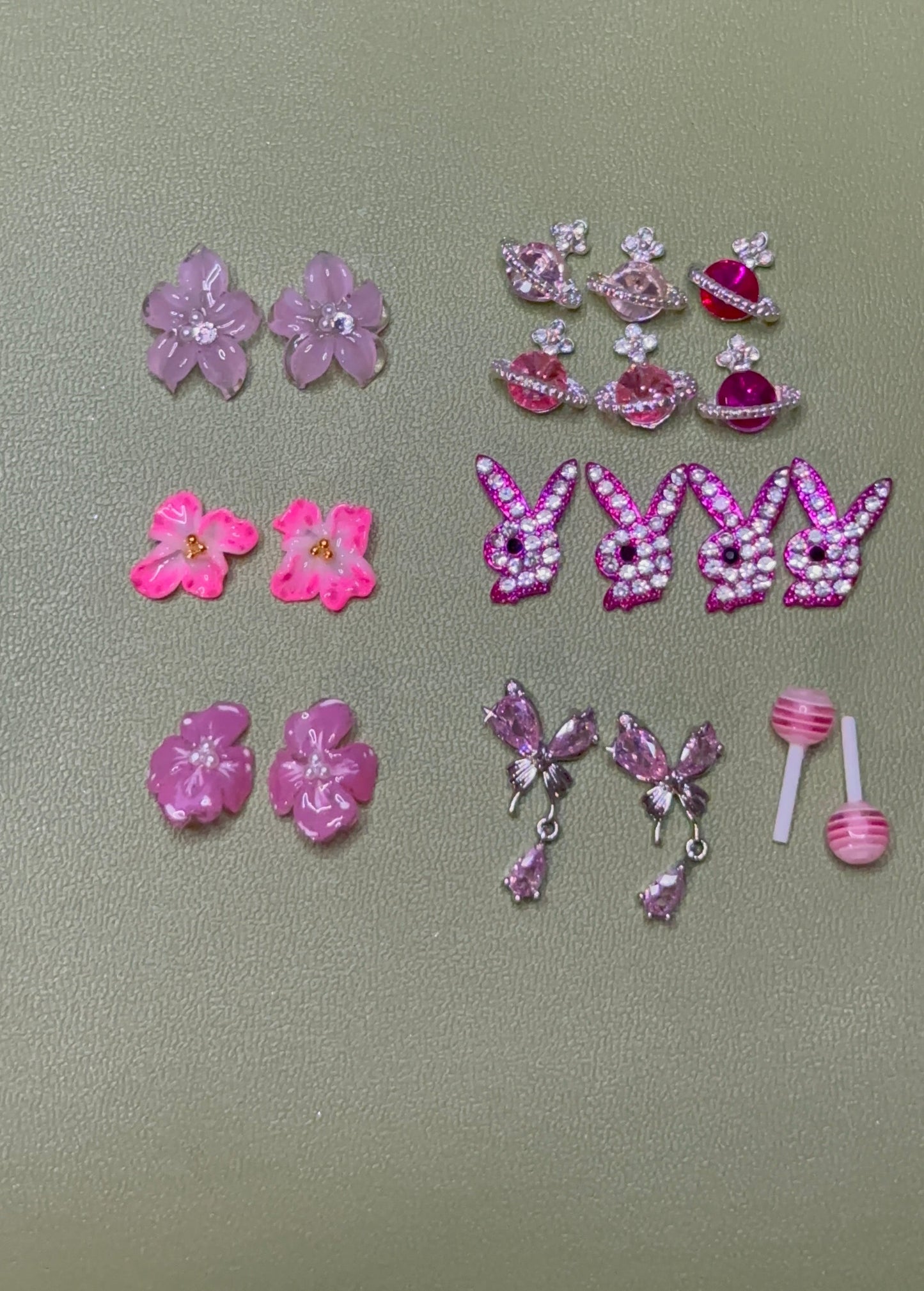 Pink Charms & Pre-Made Flowers(Handmade)