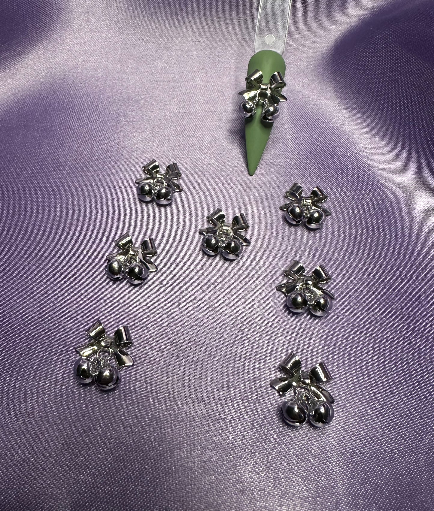 Jingle Bell Bow Charms 4pcs