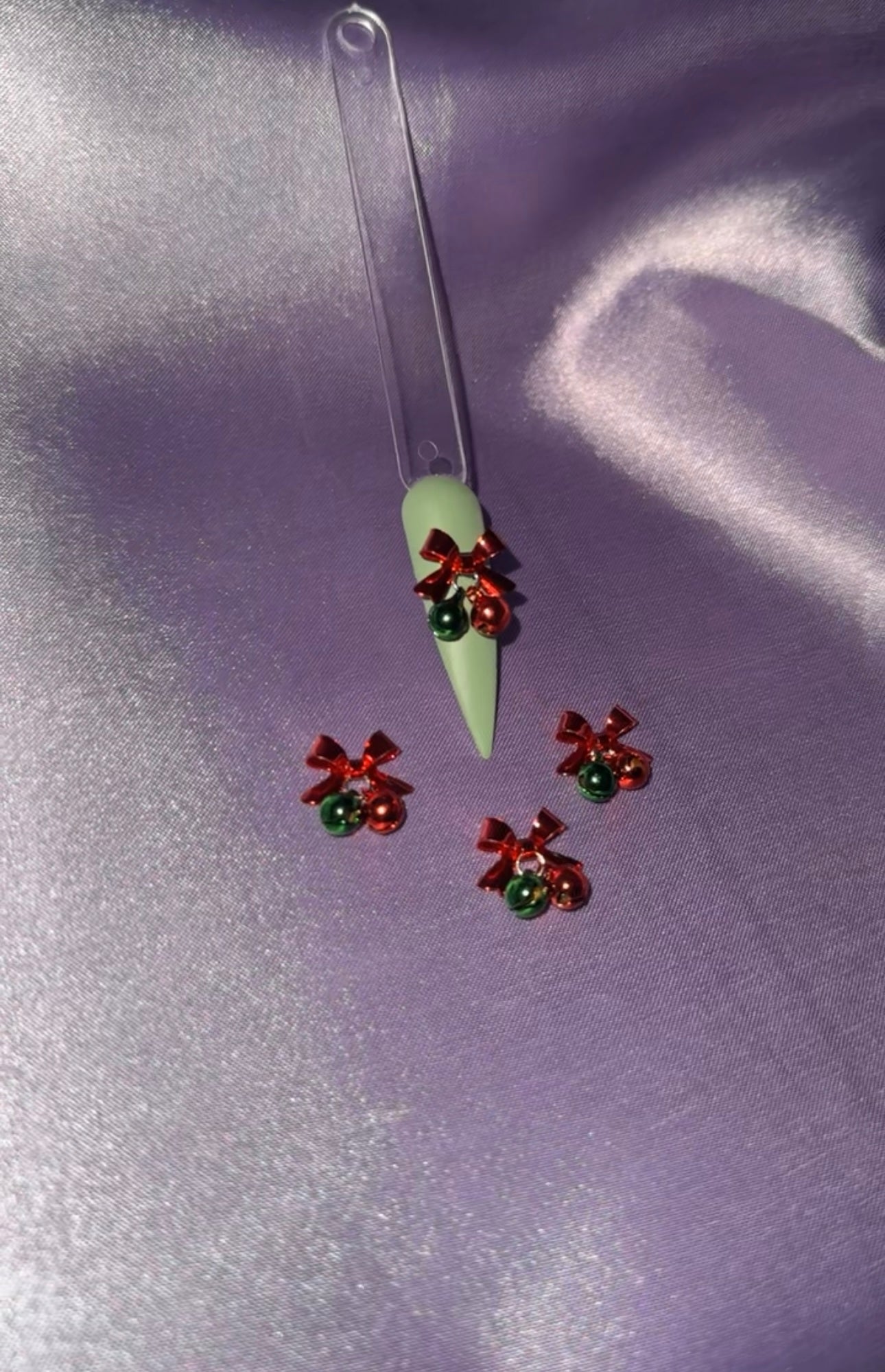 Jingle Bell Bow Charms 4pcs