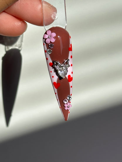 Bow Heart Charms(2pcs)